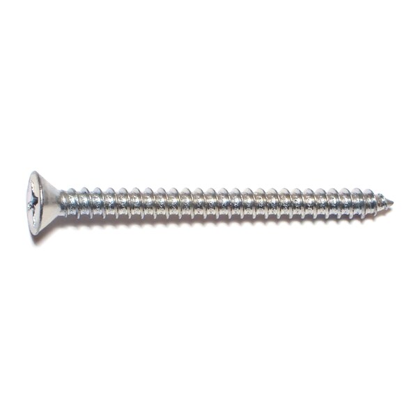Midwest Fastener Sheet Metal Screw, #14 x 3 in, Zinc Plated Steel Flat Head Phillips Drive, 100 PK 03045 - main